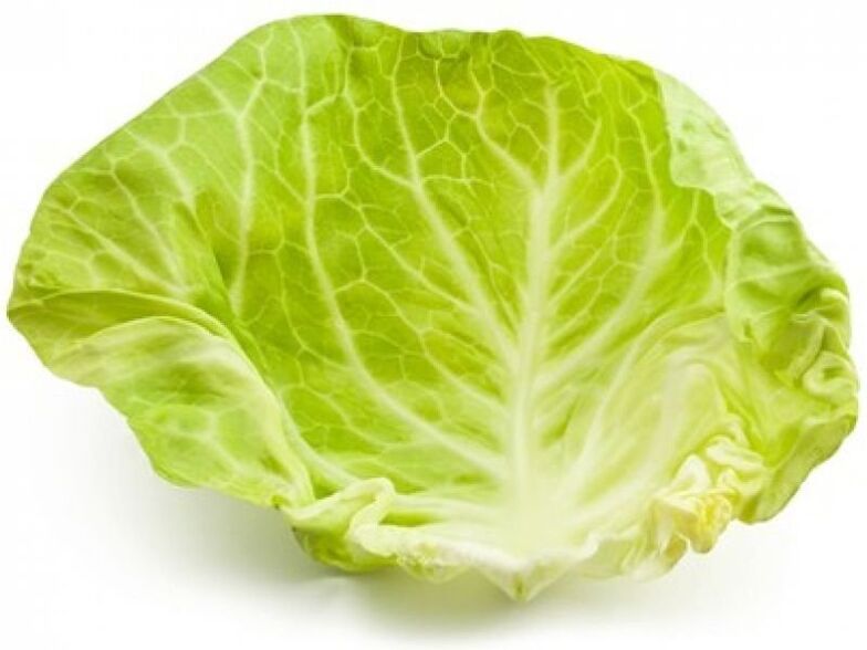 Ein auf den Hals aufgetragenes Kohlblatt lindert Schmerzen aufgrund von Osteochodrose.